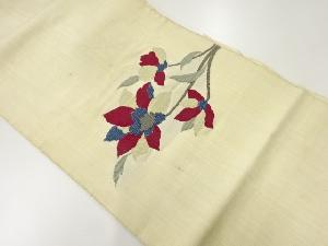 アンティーク　手織り紬花模様織出し名古屋帯